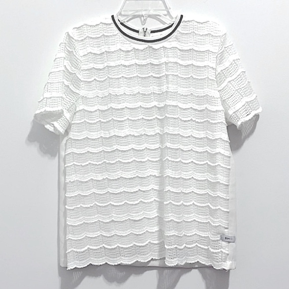 BAYO Women’s White Summer Lace Crochet Layered Blouse